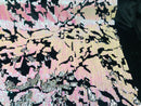 Reversible Velvet Sequins - White Pink / Silver - 2 Way Stretch Shiny Sequins Fabric on Black Velvet