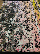 Reversible Velvet Sequins - White Pink / Silver - 2 Way Stretch Shiny Sequins Fabric on Black Velvet