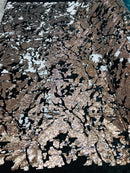 Reversible Velvet Sequins - Rose Gold / White - 2 Way Stretch Shiny Sequins Fabric on Black Velvet