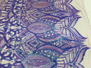 Luxury Feather Sequins - Iridescent Lilac - 4 Way Stretch Glamorous Fringe Feather Sequins Fabric
