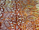 Luxury Feather Sequins - Iridescent Orange - 4 Way Stretch Glamorous Fringe Feather Sequins Fabric