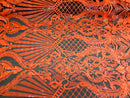 Glam Pattern Sequins - Neon Orange - 4 Way Stretch Colorful Designer Net Sequins Fabrics