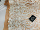 Glam Pattern Sequins - Nude White Mesh - 4 Way Stretch Colorful Designer Net Sequins Fabrics