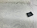 Glam Pattern Sequins - White White - 4 Way Stretch Colorful Designer Net Sequins Fabrics