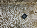 Geometric Pattern Sequins - Gold - 4 Way Stretch Colorful Shine Designer Sequins