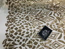 Geometric Pattern Sequins - Gold - 4 Way Stretch Colorful Shine Designer Sequins