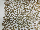 Geometric Pattern Sequins - Gold - 4 Way Stretch Colorful Shine Designer Sequins