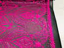 Geometric Pattern Sequins - Neon Pink - 4 Way Stretch Colorful Shine Designer Sequins