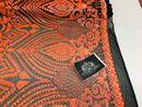 Geometric Pattern Sequins - Neon Orange - 4 Way Stretch Colorful Shine Designer Sequins