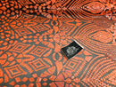 Geometric Pattern Sequins - Neon Orange - 4 Way Stretch Colorful Shine Designer Sequins