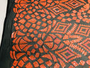 Geometric Pattern Sequins - Neon Orange - 4 Way Stretch Colorful Shine Designer Sequins