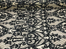 Heart Damask Sequins - Black Nude Mesh - 4 Way Stretch Bright Elegant Shiny Net Sequins Fabric