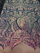 Holographic Sequins - Purple - 4 Way Stretch Glam Shine Iridescent Color Sequins Fabric