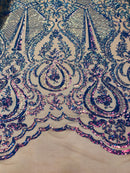 Holographic Sequins - Purple - 4 Way Stretch Glam Shine Iridescent Color Sequins Fabric