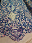 Holographic Sequins - Purple - 4 Way Stretch Glam Shine Iridescent Color Sequins Fabric