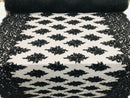 Black - Hand Beaded Embroidered Flower Pattern Bridal Wedding Lace Fabric Sold by The Yard