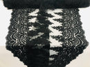 Black - Hand Beaded Embroidered Flower Pattern Bridal Wedding Lace Fabric Sold by The Yard