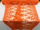 Orange -  Floral Hand Beaded Embroidered Pattern Bridal Lace Wedding Fabric Sold by The Yard