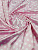 Polka Dot Satin Fabric - 3/4" Inch Super Soft Silky Satin Polka Dot Fabric - Pick Color - 75 Yard Roll