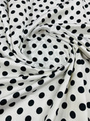 Polka Dot Satin Fabric - Black on White - 3/4" Inch Super Soft Silky Satin Polka Dot Fabric Sold By Yard