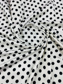 Polka Dot Satin Fabric - Black on White - 3/4" Inch Super Soft Silky Satin Polka Dot Fabric Sold By Yard