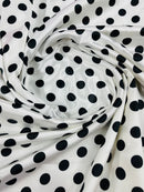 Polka Dot Satin Fabric - Black on White - 3/4" Inch Super Soft Silky Satin Polka Dot Fabric Sold By Yard