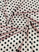 Polka Dot Satin Fabric - Black on Pink - 3/4" Inch Super Soft Silky Satin Polka Dot Fabric Sold By Yard
