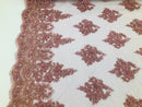 Beaded Fabric By The Yard Dk Rose Embroidered Pattern Beaded On A Mesh For Bridal Veil Wedding