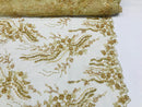 Beaded - Champagne - Elegant Small Flower Pattern Design Sequins Fabric with Beads Sold By The Yard