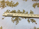 Beaded Fabric - Gold - Embroidered Flower Lace Fabric with Beads On A Mesh Sold By The Yard