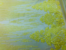4 Way Stretch - Yellow - Damask Net Design Sequins On Mesh Elegant Fashion Fabrics Sold By Yard