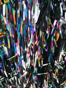 Sword Design - Black - Iridescent Sequins Fabric - Embroidery On A Mesh For  Sold By The Yard