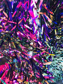 Sword Design - Purple - Iridescent Sequins Fabric - Embroidery On A Mesh For  Sold By The Yard