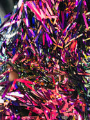 Sword Design - Purple - Iridescent Sequins Fabric - Embroidery On A Mesh For  Sold By The Yard