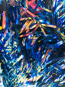 Sword Design - Blue Rainbow - Iridescent Sequins Fabric Embroidery On A Mesh For Sold By The Yard