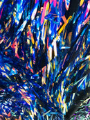 Sword Design - Blue Rainbow - Iridescent Sequins Fabric Embroidery On A Mesh For Sold By The Yard