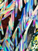 Sword Design - Silver - Iridescent Sequins Fabric Embroidery On A Mesh For Sold By The Yard