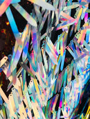 Sword Design - Silver - Iridescent Sequins Fabric Embroidery On A Mesh For Sold By The Yard