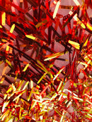 Sword Design - Orange - Iridescent Sequins Fabric Embroidery On A Mesh For Sold By The Yard