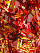 Sword Design - Orange - Iridescent Sequins Fabric Embroidery On A Mesh For Sold By The Yard