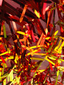 Sword Design - Orange - Iridescent Sequins Fabric Embroidery On A Mesh For Sold By The Yard