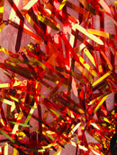 Sword Design - Orange - Iridescent Sequins Fabric Embroidery On A Mesh For Sold By The Yard