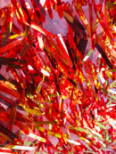 Sword Design - Orange - Iridescent Sequins Fabric Embroidery On A Mesh For Sold By The Yard