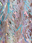 Sword Design - Unicorn - Iridescent Sequins Fabric Embroidery On A Mesh For Sold By The Yard