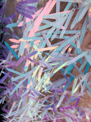 Sword Design - Unicorn - Iridescent Sequins Fabric Embroidery On A Mesh For Sold By The Yard