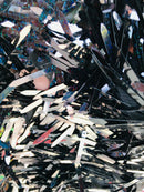 Sword Design - Black - Iridescent Sequins Fabric Embroidery On A Mesh For Sold By The Yard