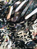 Sword Design - Black - Iridescent Sequins Fabric Embroidery On A Mesh For Sold By The Yard