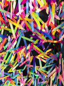 Sword Design - Rainbow - Iridescent Sequins Fabric Embroidery On A Mesh For Sold By The Yard