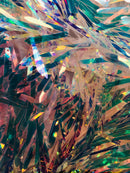 Sword Design - Clear - Iridescent Sequins Fabric Embroidery On A Mesh For Sold By The Yard