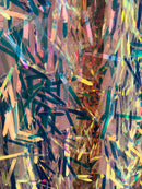 Sword Design - Clear - Iridescent Sequins Fabric Embroidery On A Mesh For Sold By The Yard